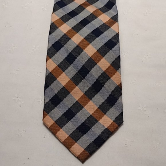 Chaps Other - Chaps || Grey & Peach Striped Silk Tie